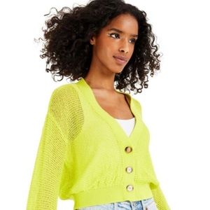 BAR III Yellow Cardigan Sweater Open Sweater with Buttons Long Sleeve NWT